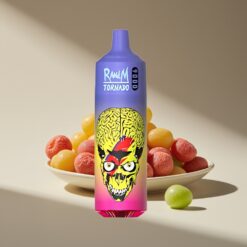 Wholesale Suomi RandM Fumot Tornado 9000 Puffs 18mL 54 Makuyhdistelmä Skittles RGB-näyttö Mesh-käämi