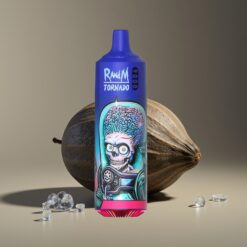 Wholesale Suomi RandM Fumot Tornado 9000 Puffs Mustajää Mesh Coil 850 mAh 18 ml RGB Näyttö 54 Maku