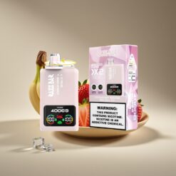 Wholesale Suomi Razz Bar 40000 Tupakka Mansikka-Banaani - Punainen Härkä Jää Näyttö 1.0Ohm 2 Type-C