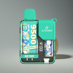 Wholesale Suomi Aivono Aim Tank 9500 Puffs Sininen Vaahtokarkki 18ml 650mAh LCD 1.2ohm Mesh